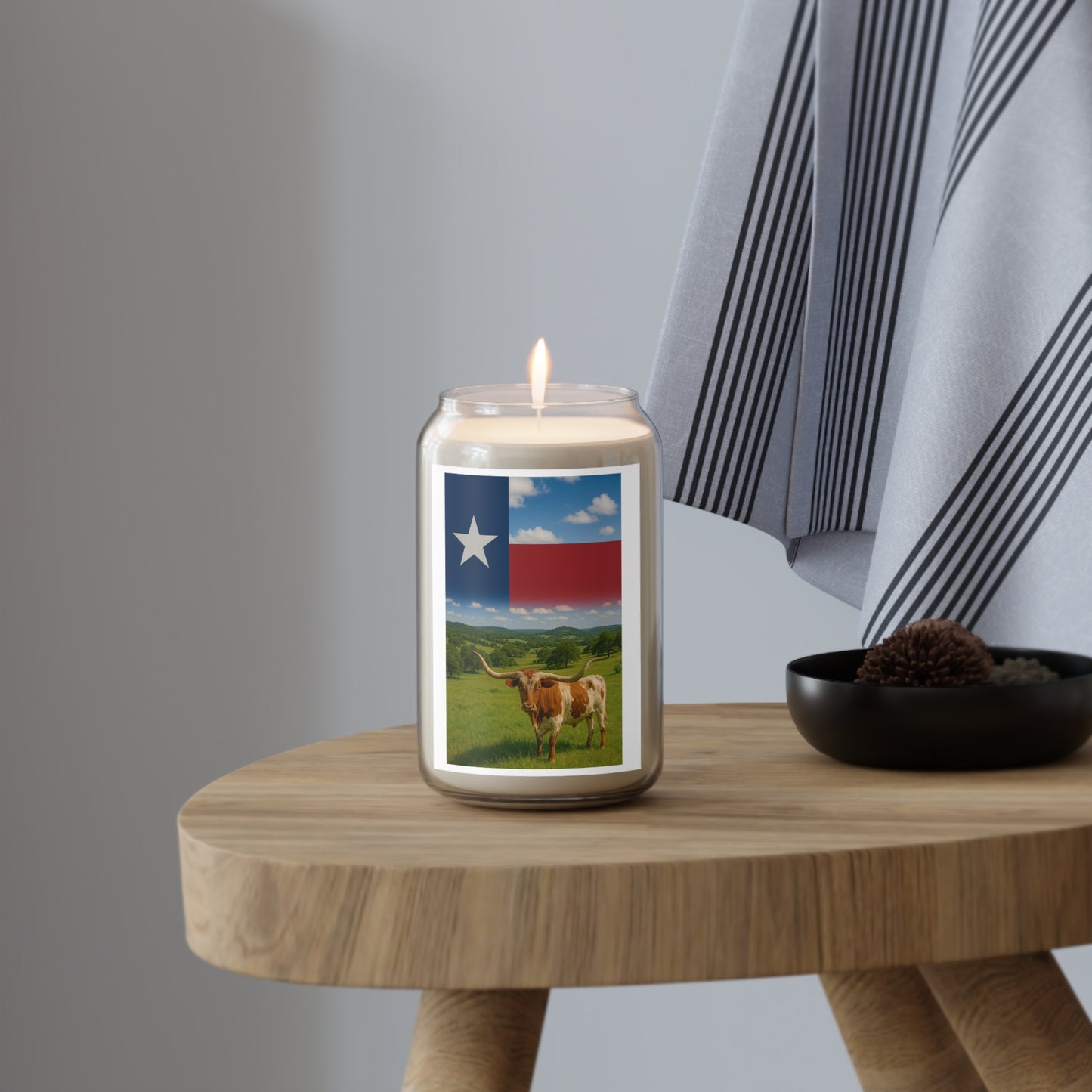 Texas Longhorn Soy Candle — 13.75 oz Scented Candle with Lone Star Rustic Farmhouse Vibe