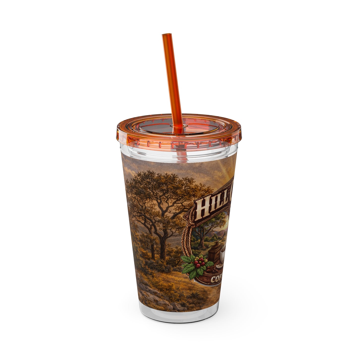 Hill Country Coffee Company 16oz Tumbler with Straw — Iced Coffee Travel Cup