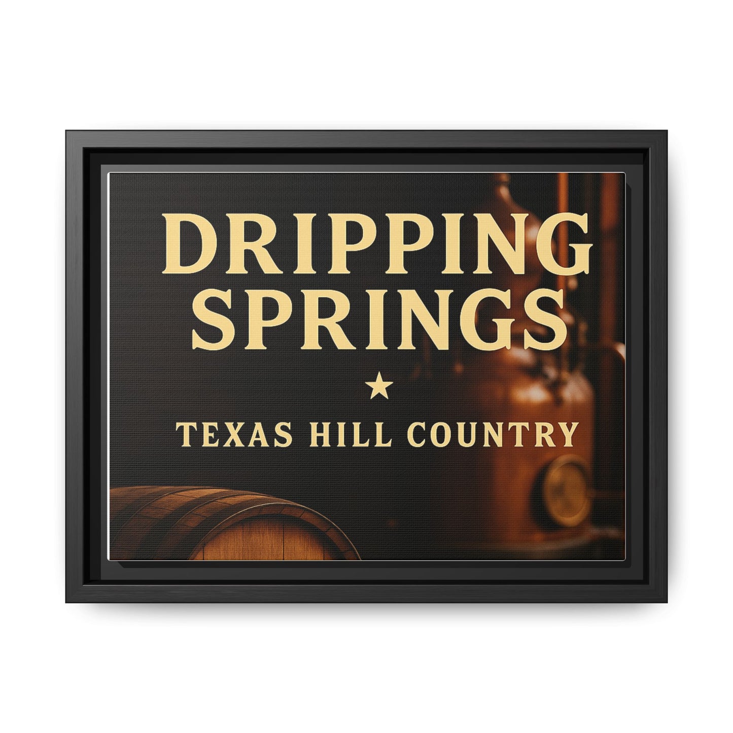 Dripping Springs Texas Hill Country Framed Canvas Wall Art — Sunset Landscape Print