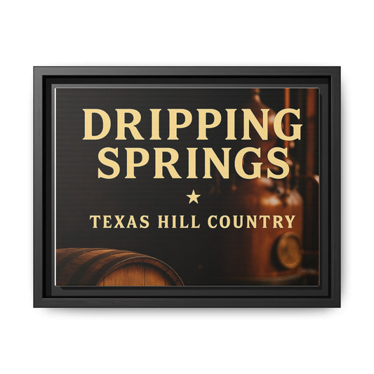 Dripping Springs Texas Hill Country Framed Canvas Wall Art — Sunset Landscape Print