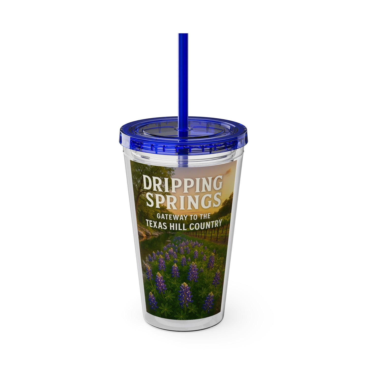Hill Country Sunsplash Tumbler with Straw, 16oz - Perfect for Walks, Workouts, Gifts & School, Customizable Design for Everyone