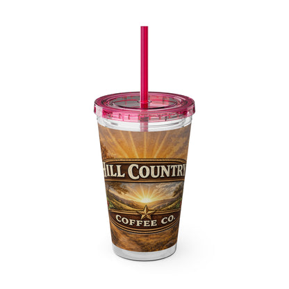 Hill Country Coffee Company 16oz Tumbler with Straw — Iced Coffee Travel Cup