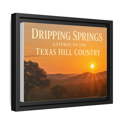 Dripping Springs Texas Hill Country Framed Canvas Wall Art — Sunset Landscape Print