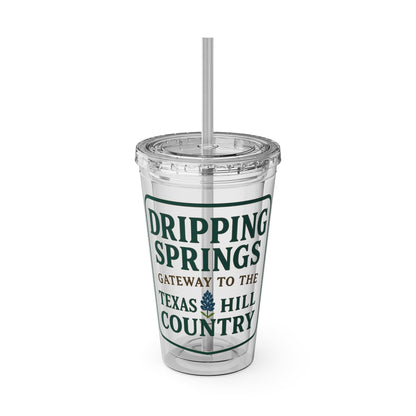 Gateway to Hill Country Sunsplash Tumbler with Straw, 16oz - Perfect for Walks, Workouts, Gifts & School, Customizable Design for Everyone
