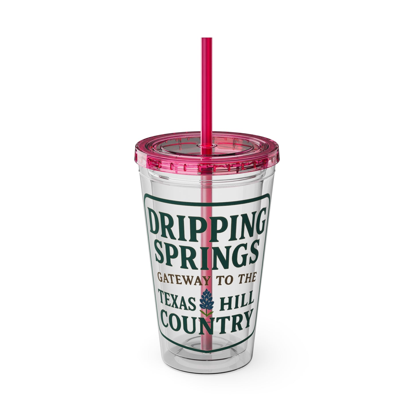 Gateway to Hill Country Sunsplash Tumbler with Straw, 16oz - Perfect for Walks, Workouts, Gifts & School, Customizable Design for Everyone