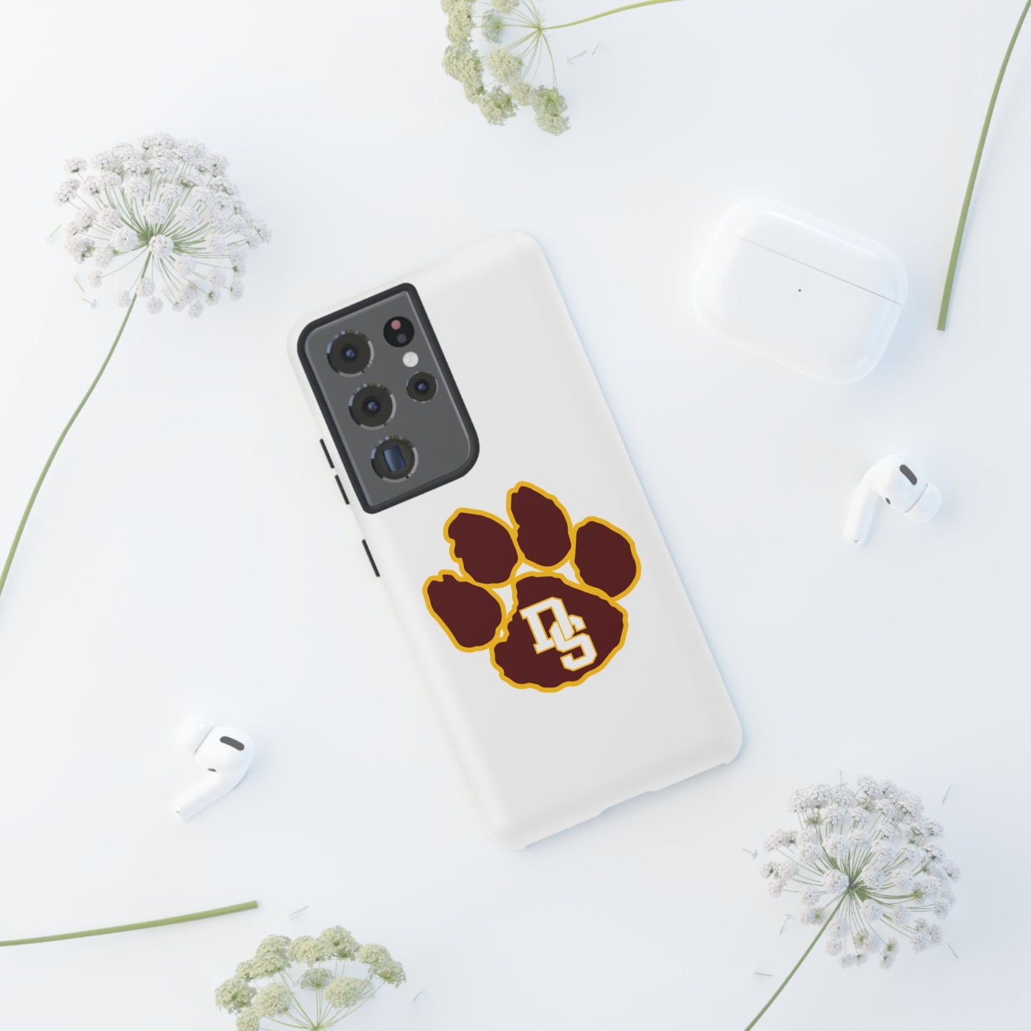 Phone Case — Maroon & Gold Paw Print with DS Monogram