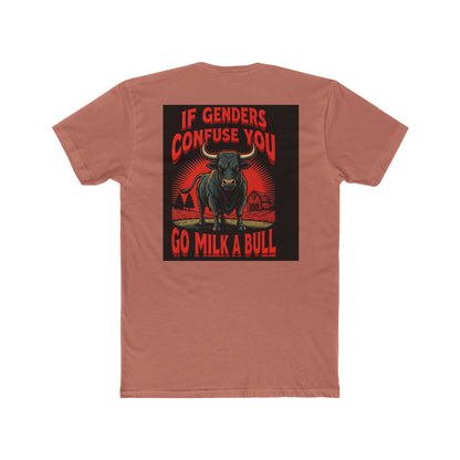 Funny Cow Graphic T-Shirt – ‘Milk a Bull If Still Confused’ Humor Tee for Ranch & Farm Life, Unisex Cotton Shirt