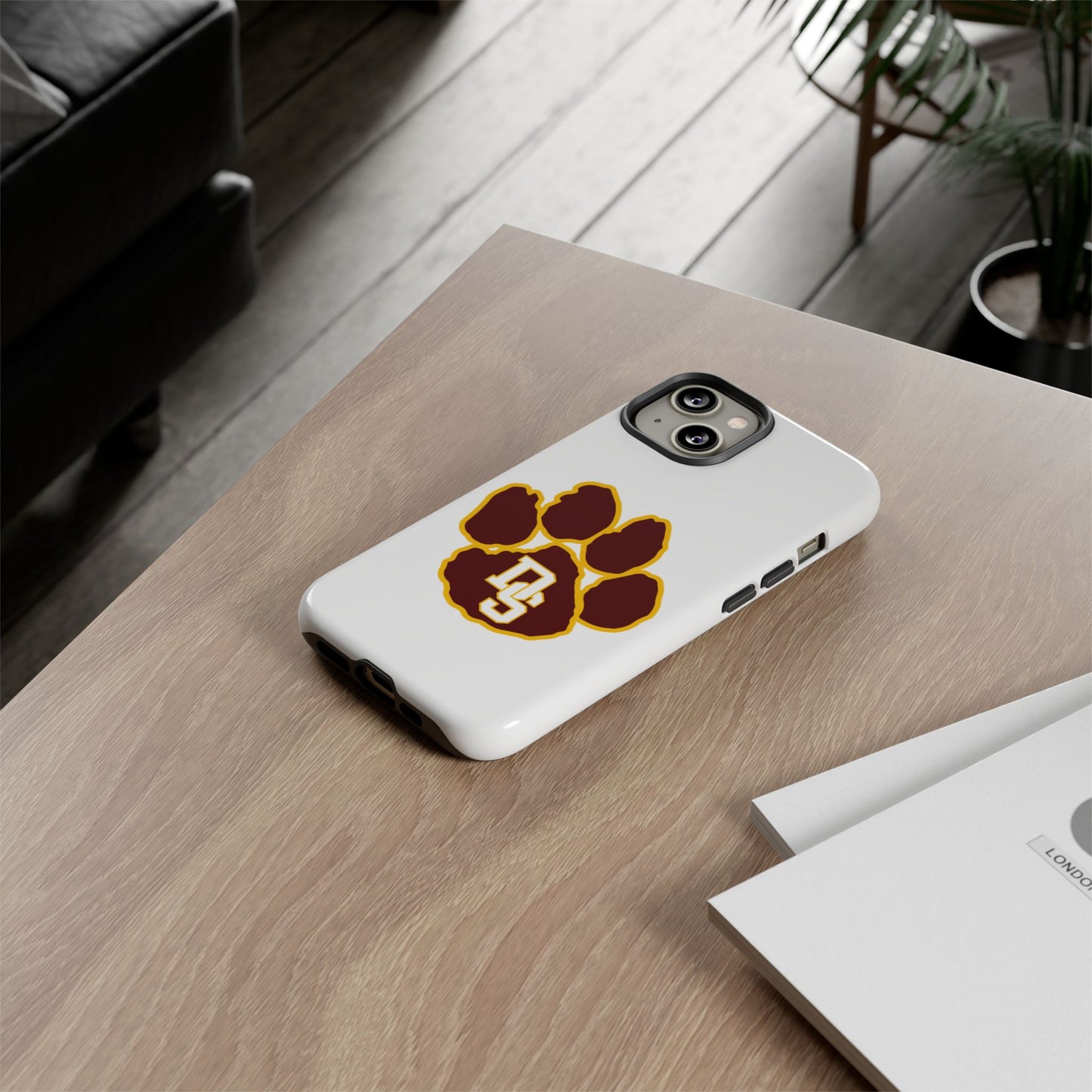 Phone Case — Maroon & Gold Paw Print with DS Monogram