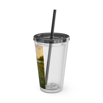 Hill Country Sunsplash Tumbler with Straw, 16oz - Perfect for Walks, Workouts, Gifts & School, Customizable Design for Everyone