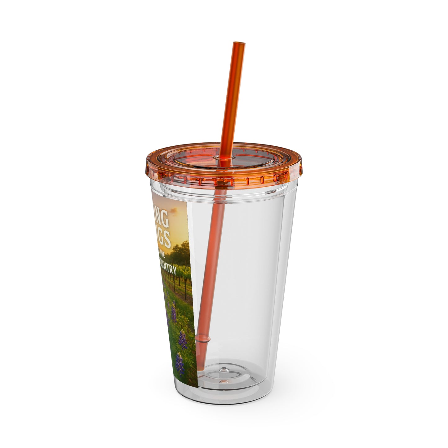 Hill Country Sunsplash Tumbler with Straw, 16oz - Perfect for Walks, Workouts, Gifts & School, Customizable Design for Everyone