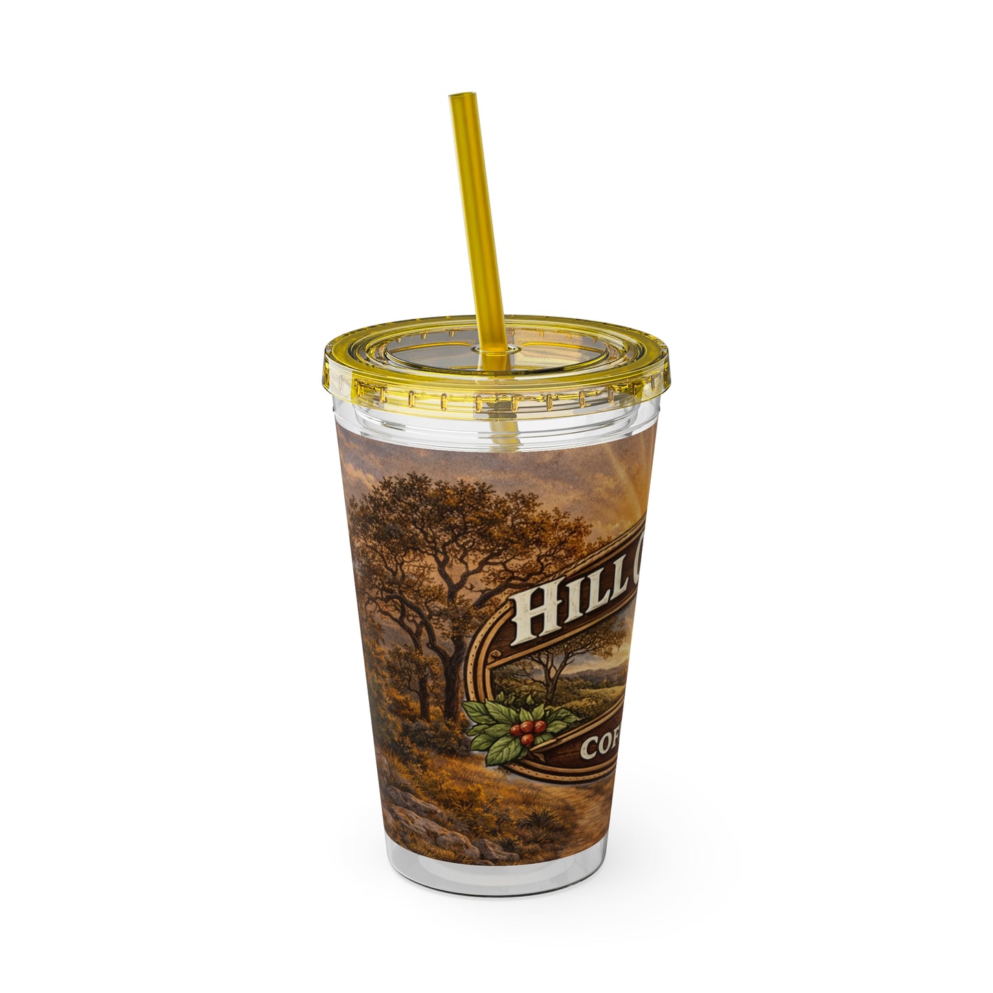 Hill Country Coffee Company 16oz Tumbler with Straw — Iced Coffee Travel Cup
