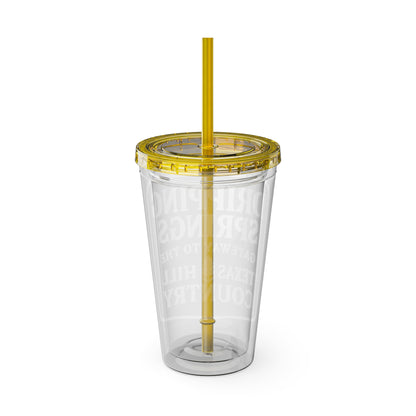 Gateway to Hill Country Sunsplash Tumbler with Straw, 16oz - Perfect for Walks, Workouts, Gifts & School, Customizable Design for Everyone