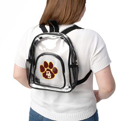 Clear Stadium Backpack with Paw Logo – Transparent School & Game Day Bag