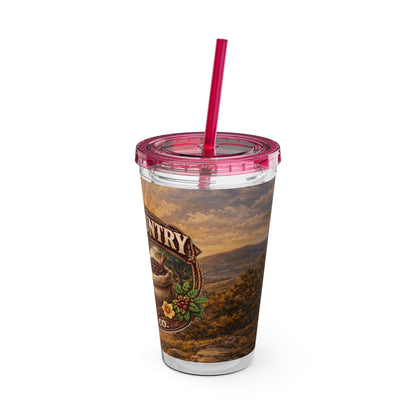 Hill Country Coffee Company 16oz Tumbler with Straw — Iced Coffee Travel Cup