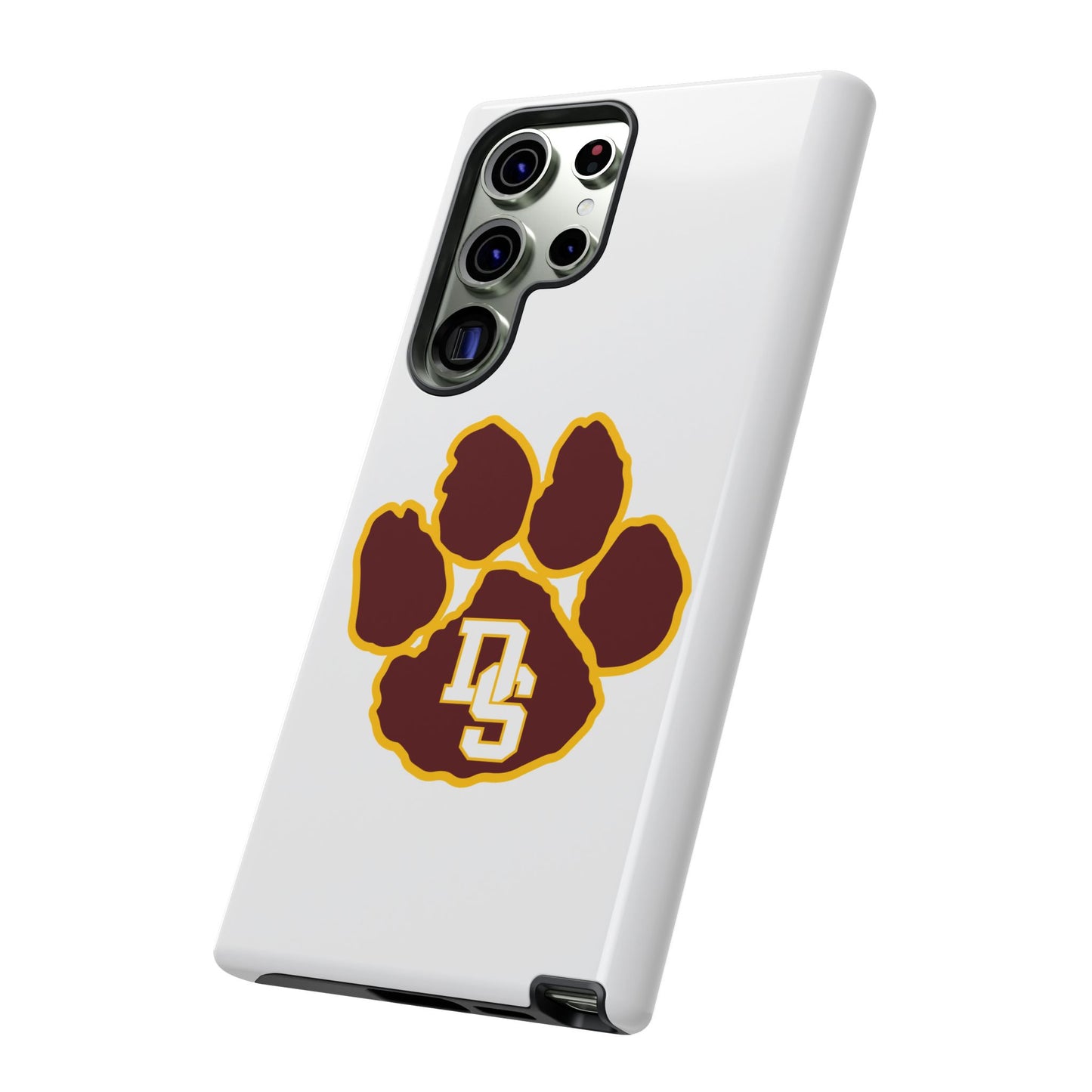 Phone Case — Maroon & Gold Paw Print with DS Monogram