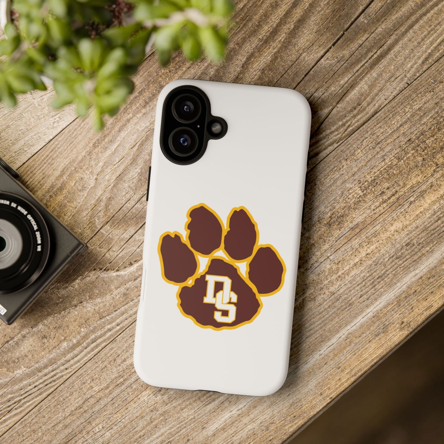 Phone Case — Maroon & Gold Paw Print with DS Monogram