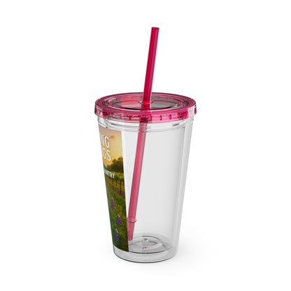 Hill Country Sunsplash Tumbler with Straw, 16oz - Perfect for Walks, Workouts, Gifts & School, Customizable Design for Everyone