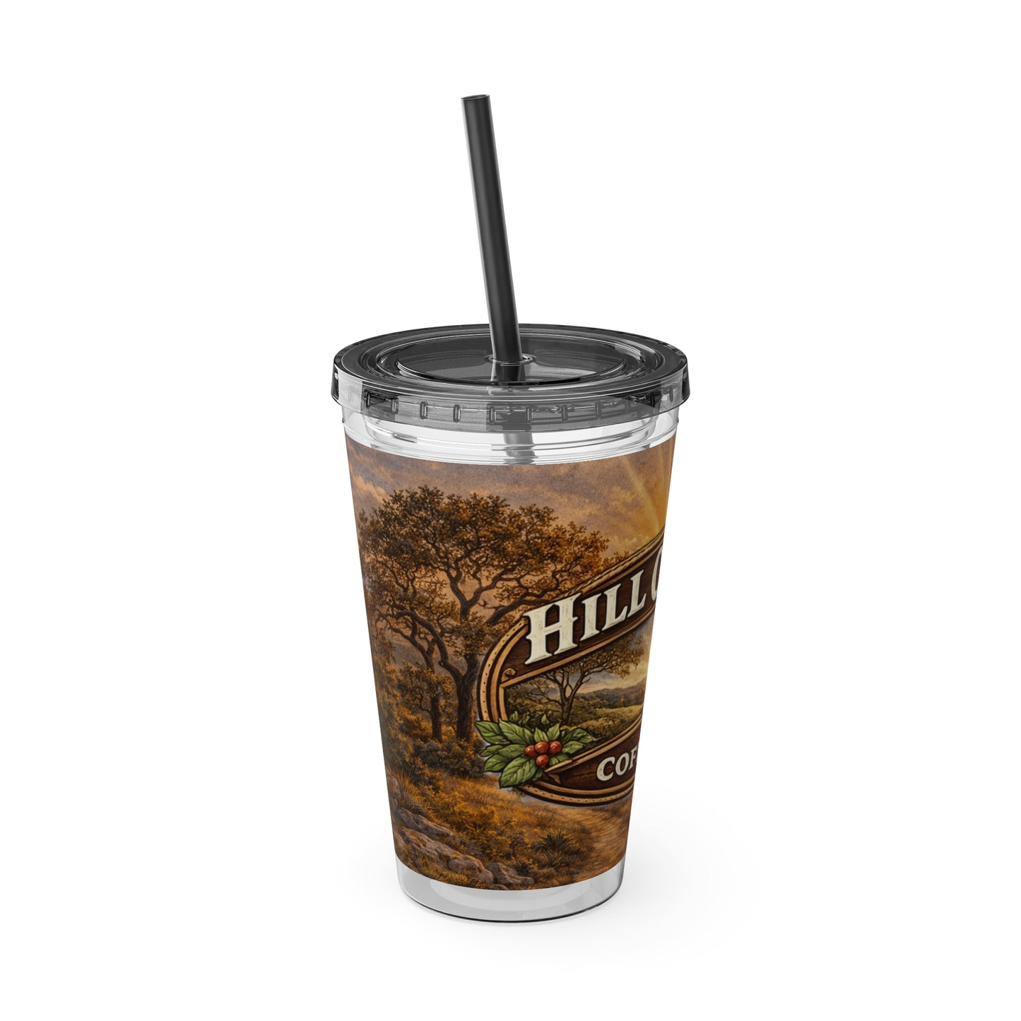 Hill Country Coffee Company 16oz Tumbler with Straw — Iced Coffee Travel Cup