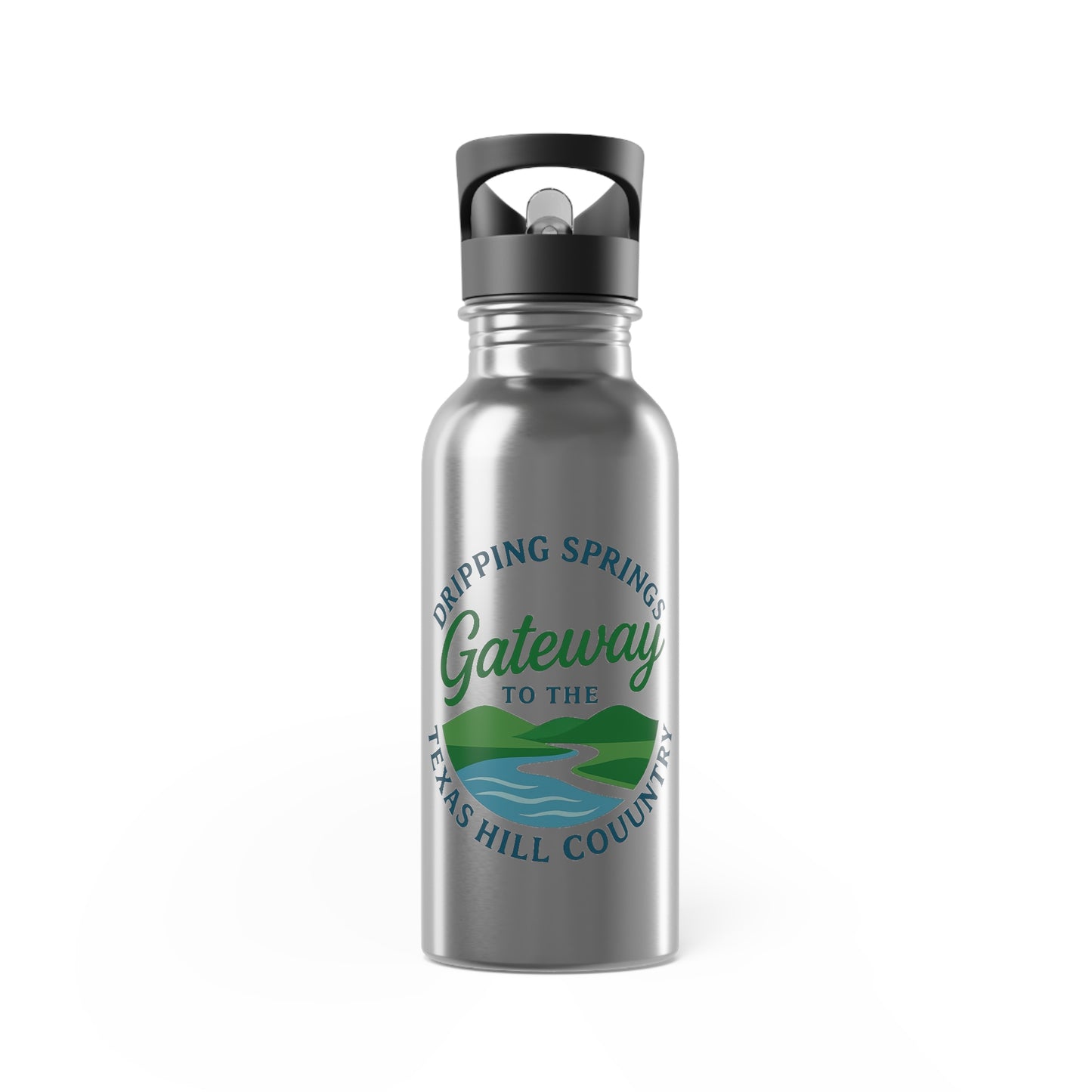 Gateway to hill country Stainless Steel Water Bottle With Straw, 20oz