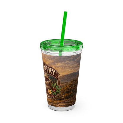Hill Country Coffee Company 16oz Tumbler with Straw — Iced Coffee Travel Cup