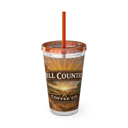 Hill Country Coffee Company 16oz Tumbler with Straw — Iced Coffee Travel Cup