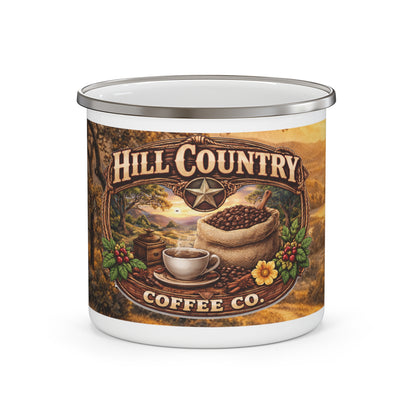 Hill Country Coffee Company Enamel Camping Mug — Everyday  Coffee Cup _V2
