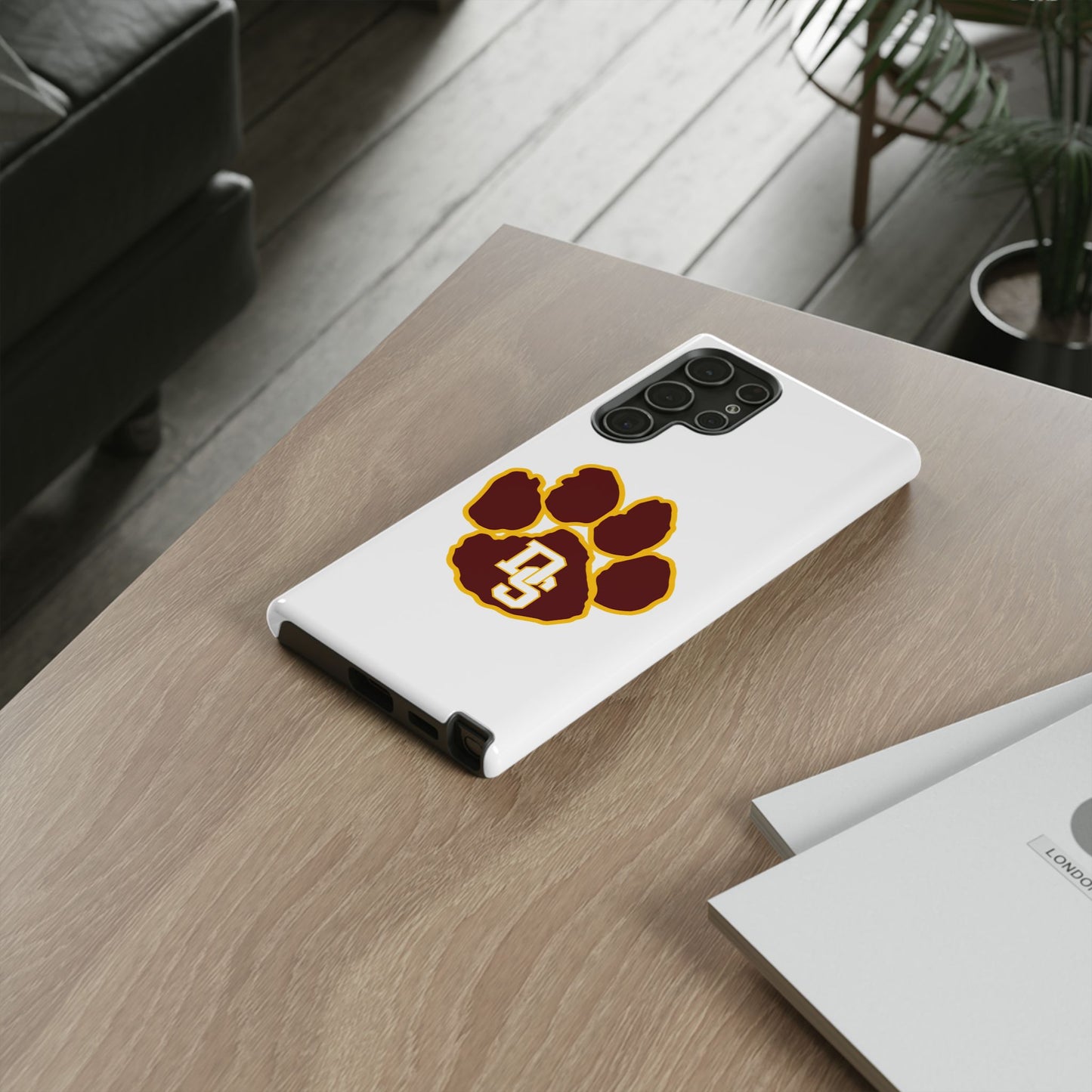 Phone Case — Maroon & Gold Paw Print with DS Monogram