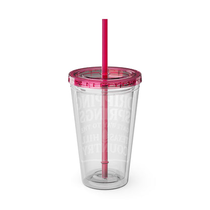 Gateway to Hill Country Sunsplash Tumbler with Straw, 16oz - Perfect for Walks, Workouts, Gifts & School, Customizable Design for Everyone