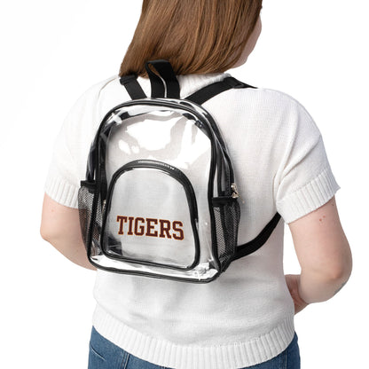 Clear Stadium Backpack - Transparent Game Day Bag with 'TIGERS' Logo