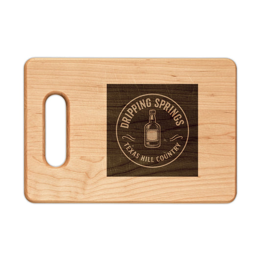 Engraved Wooden Cutting Board - Dripping Springs Texas Hill Country Logo
