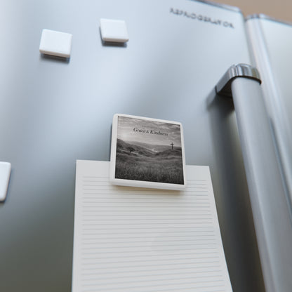 Grace & Kindness Porcelain Magnet — Inspirational Christian Cross Décor