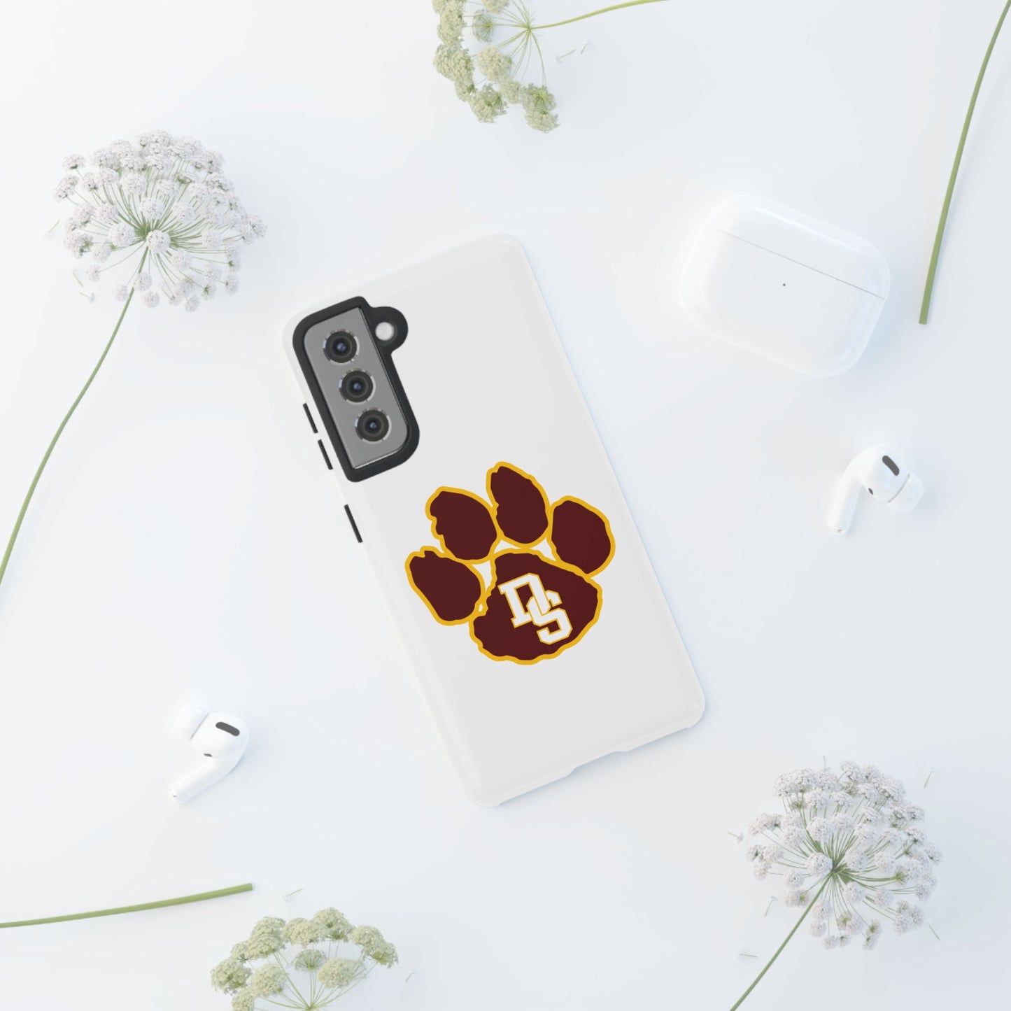 Phone Case — Maroon & Gold Paw Print with DS Monogram