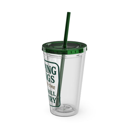 Gateway to Hill Country Sunsplash Tumbler with Straw, 16oz - Perfect for Walks, Workouts, Gifts & School, Customizable Design for Everyone