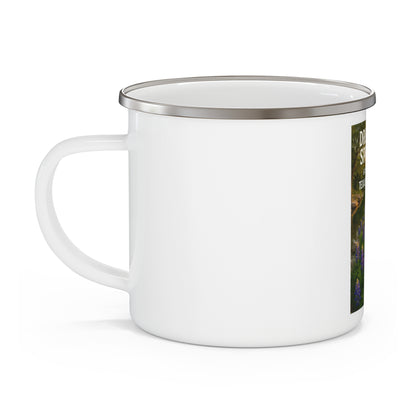 Vineyards Dripping Springs Enamel Camping Mug — Texas Hill Country Scenic Campfire Cup