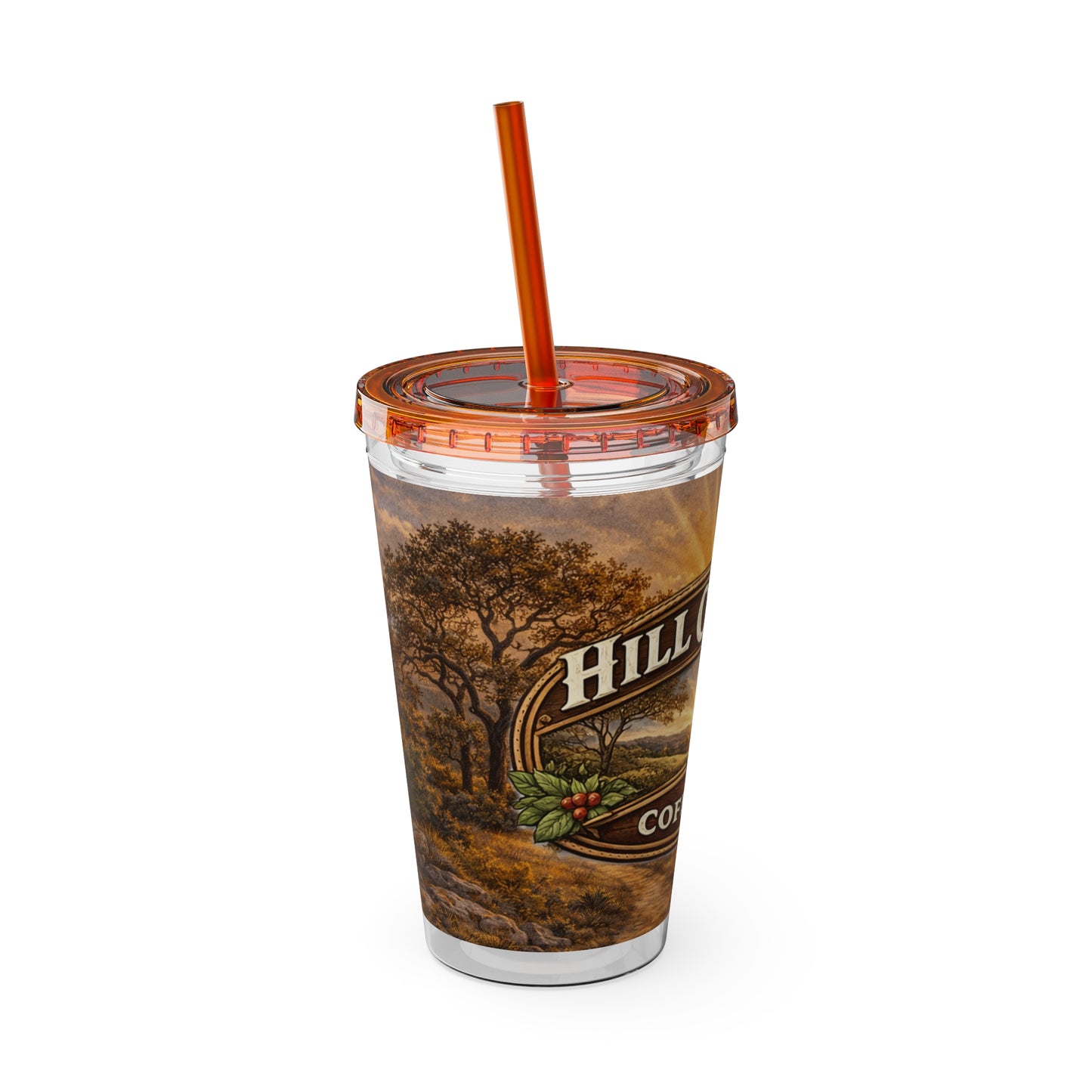Hill Country Coffee Company 16oz Tumbler with Straw — Iced Coffee Travel Cup