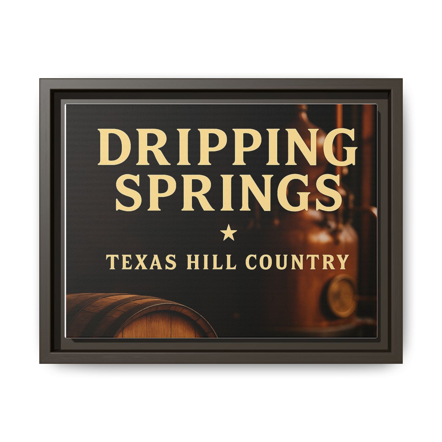 Dripping Springs Texas Hill Country Framed Canvas Wall Art — Sunset Landscape Print