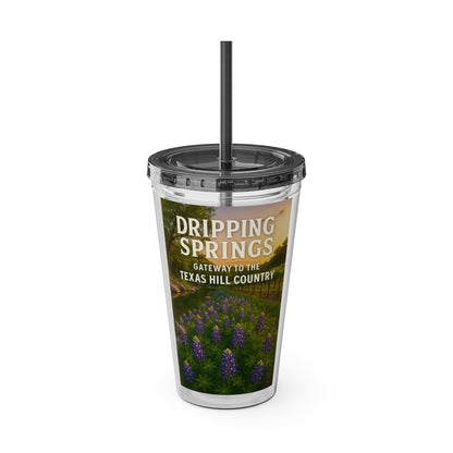 Hill Country Sunsplash Tumbler with Straw, 16oz - Perfect for Walks, Workouts, Gifts & School, Customizable Design for Everyone