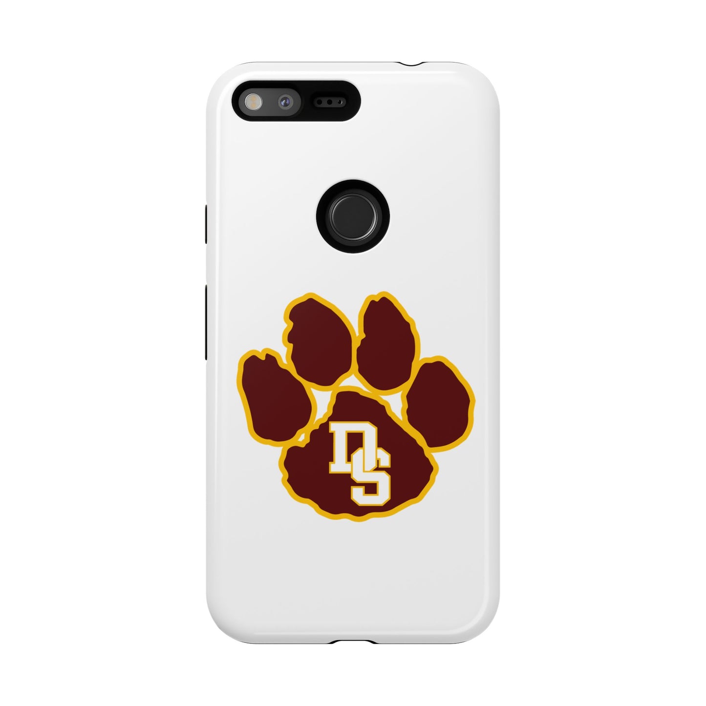 Phone Case — Maroon & Gold Paw Print with DS Monogram