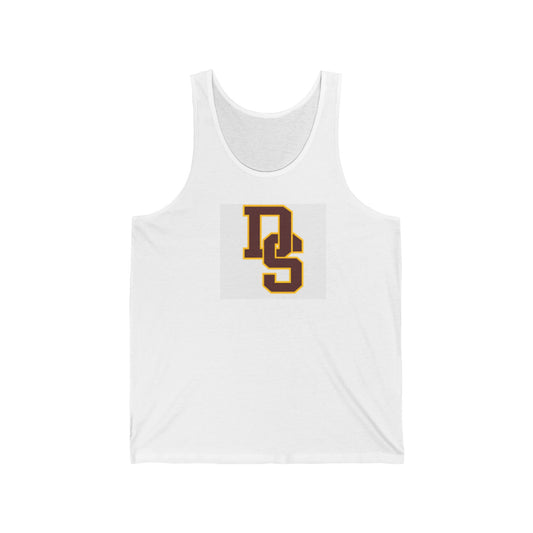 DS Logo Tank Top — Retro Maroon & Gold Athletic Graphic Tank