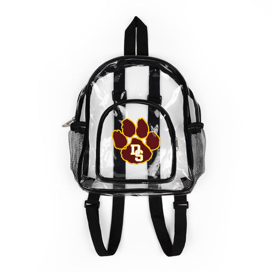 Clear Stadium Backpack with Paw Logo – Transparent School & Game Day Bag