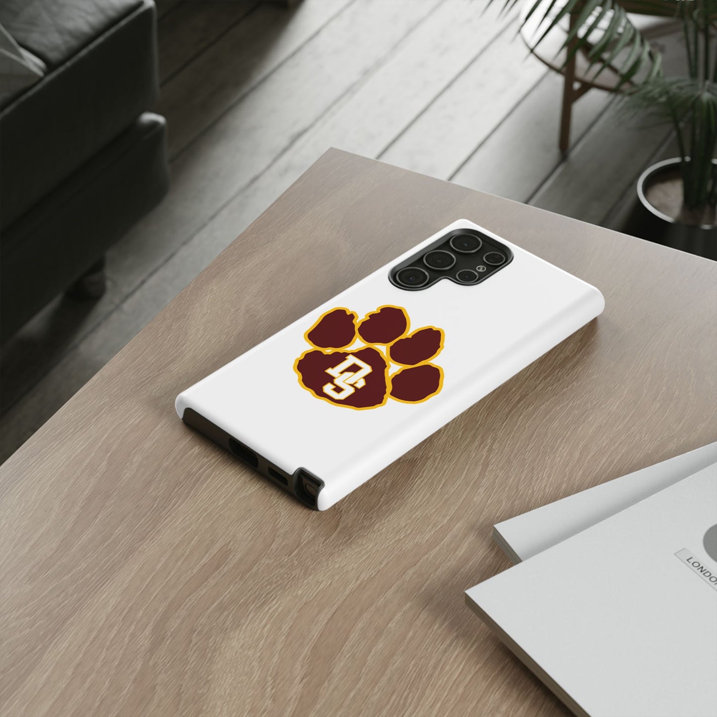Phone Case — Maroon & Gold Paw Print with DS Monogram