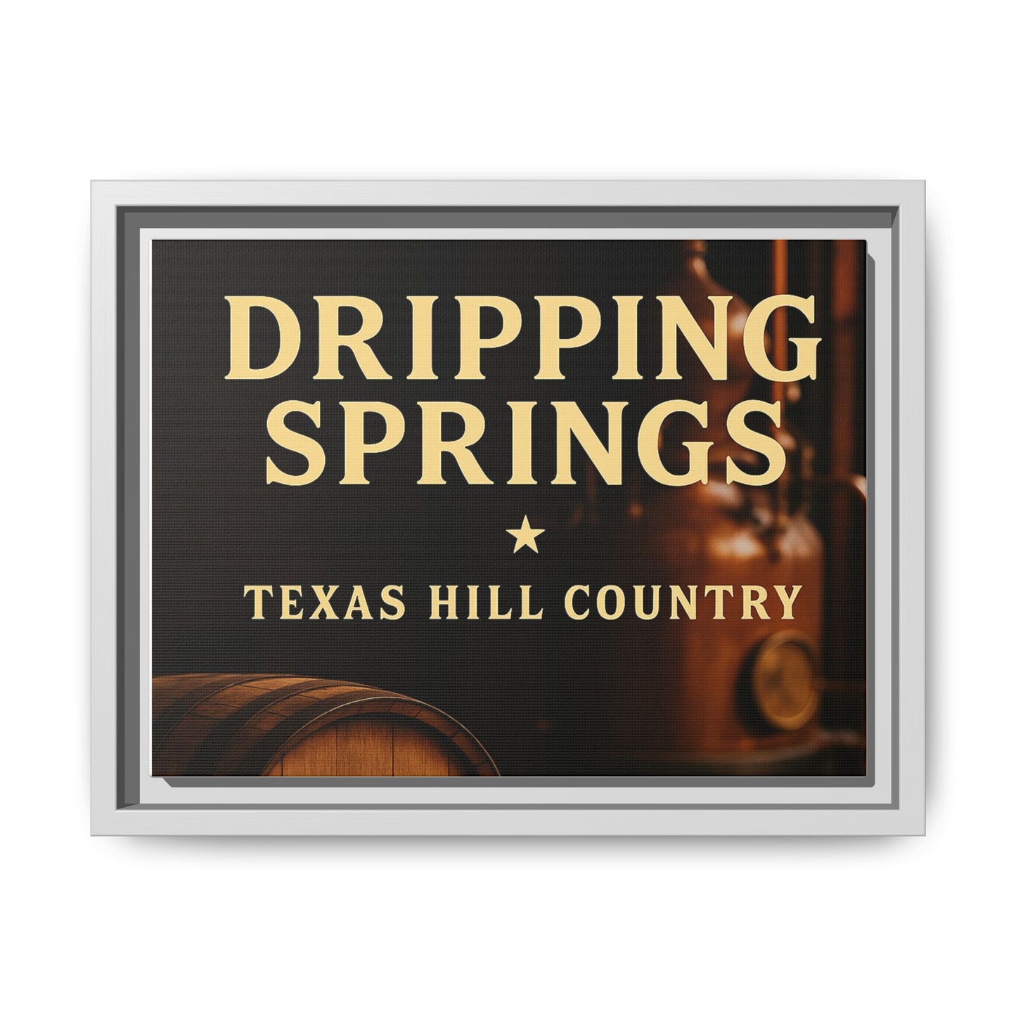 Dripping Springs Texas Hill Country Framed Canvas Wall Art — Sunset Landscape Print