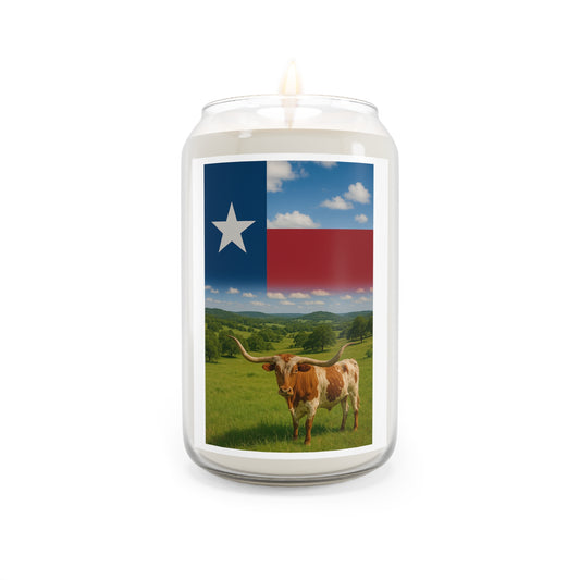 Texas Longhorn Soy Candle — 13.75 oz Scented Candle with Lone Star Rustic Farmhouse Vibe