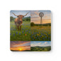 Texas Coaster Set — Hill Country Longhorn & Windmill Cork Drink Coasters