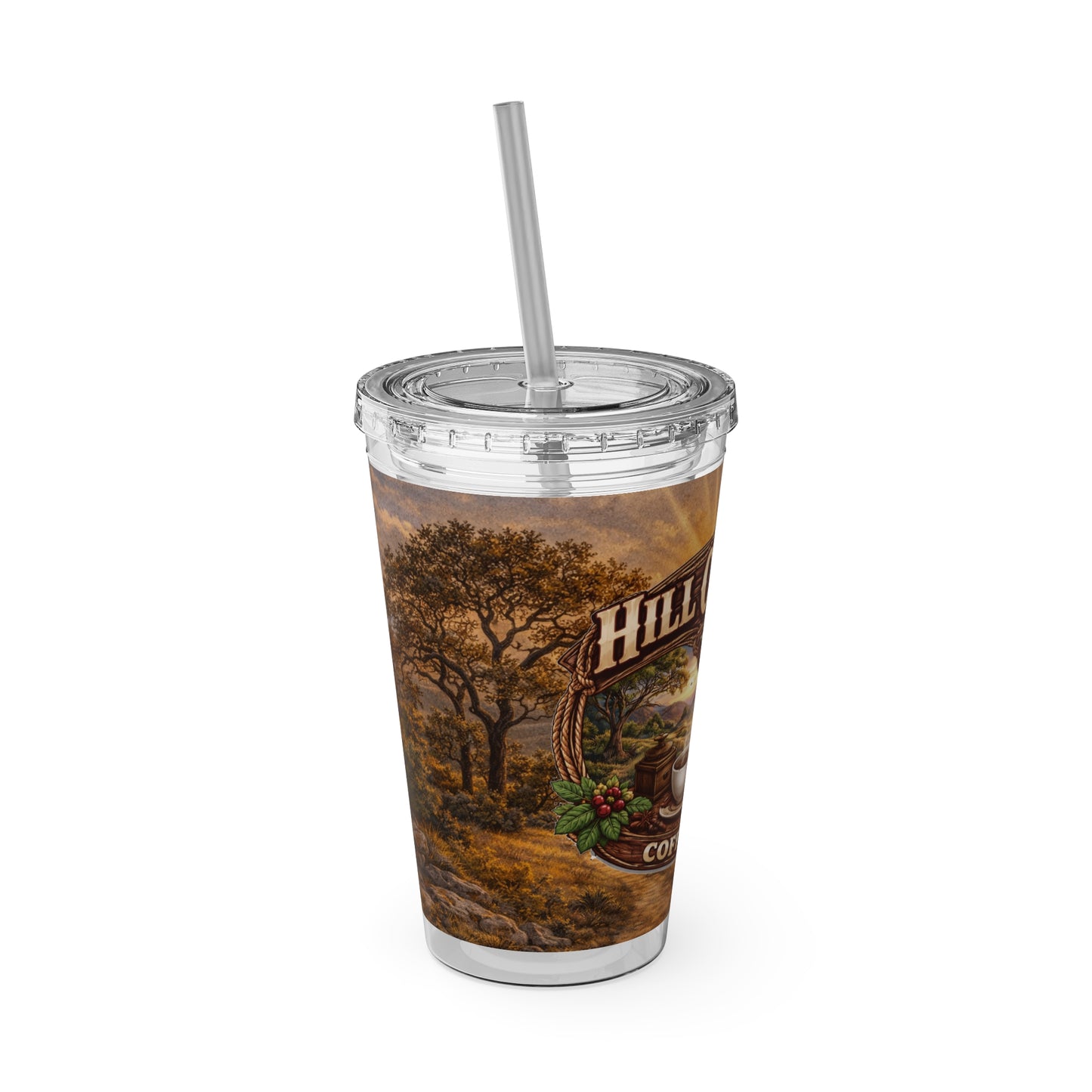 Hill Country Coffee Company 16oz Tumbler with Straw — Iced Coffee Travel Cup