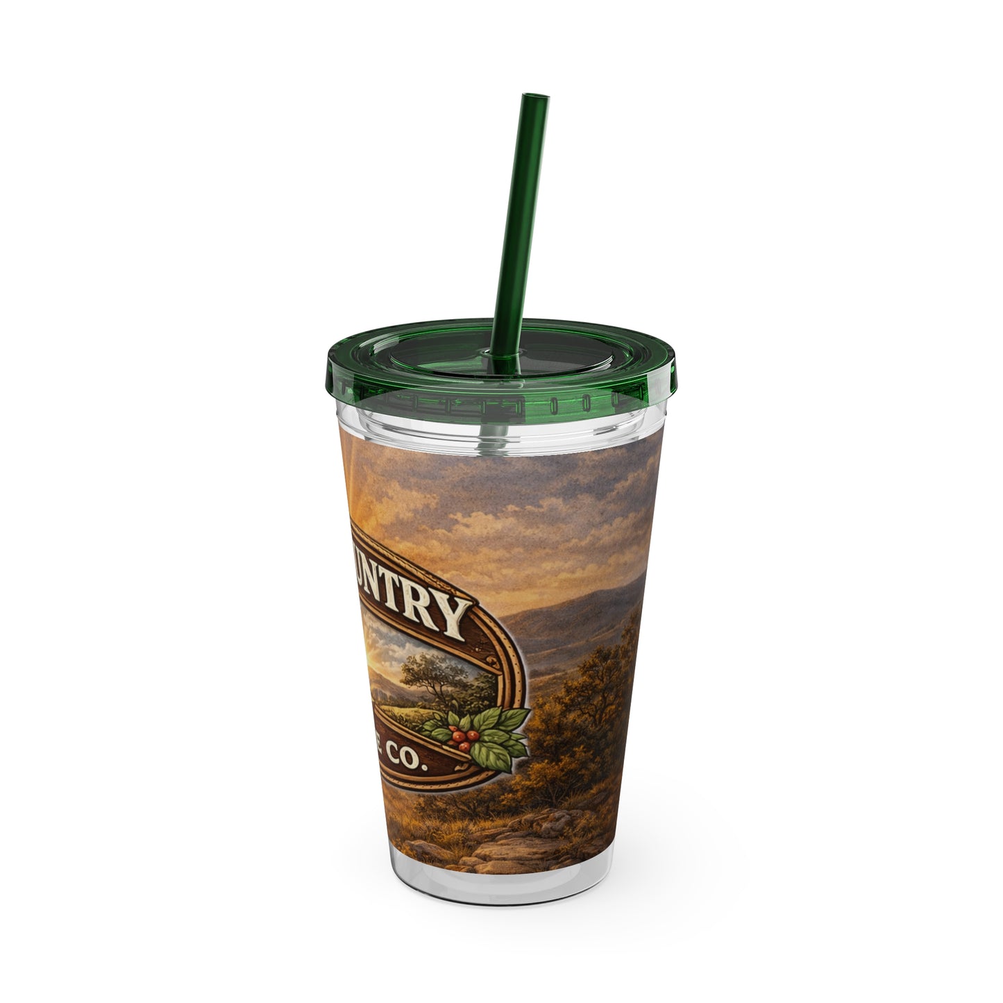 Hill Country Coffee Company 16oz Tumbler with Straw — Iced Coffee Travel Cup