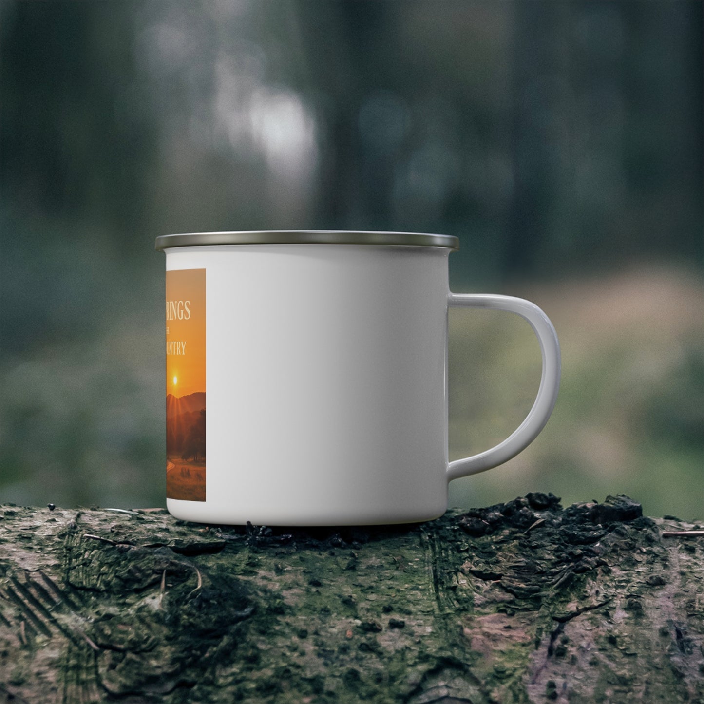 Hill Country Sunset  Enamel Camping Mug — Texas Hill Country Scenic Campfire Cup