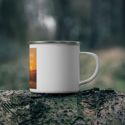 Hill Country Sunset  Enamel Camping Mug — Texas Hill Country Scenic Campfire Cup