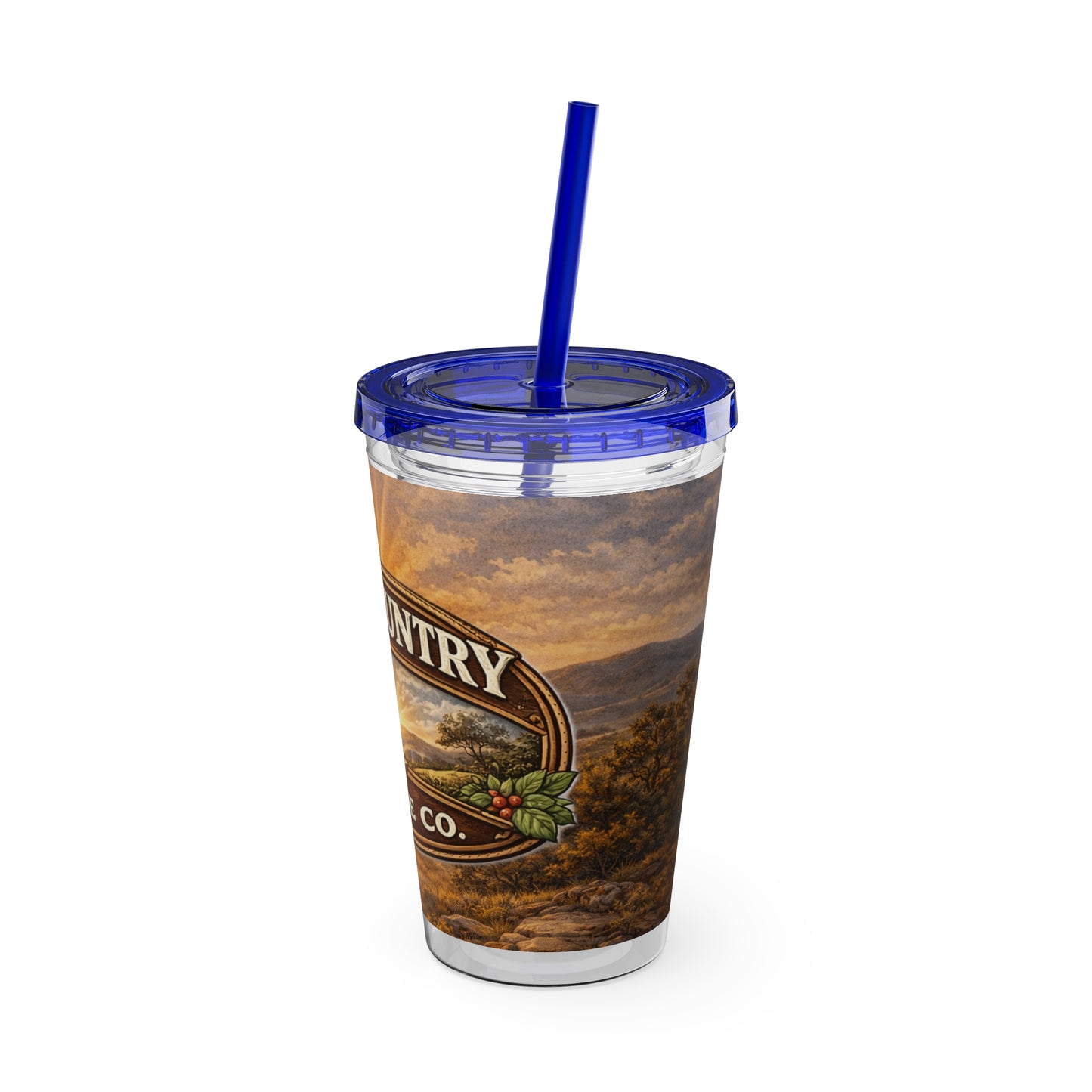Hill Country Coffee Company 16oz Tumbler with Straw — Iced Coffee Travel Cup