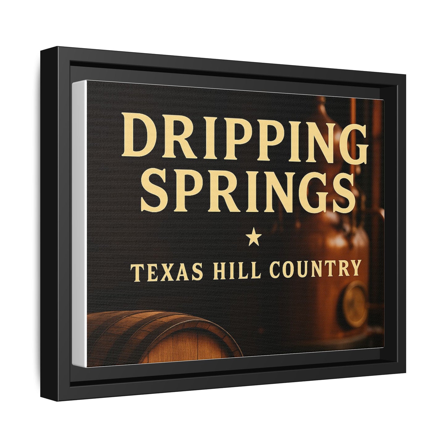 Dripping Springs Texas Hill Country Framed Canvas Wall Art — Sunset Landscape Print